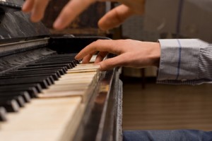 Concert pianist playing the piano