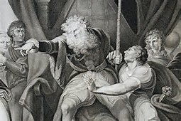 A raging King Lear railing against one of his daughters. 