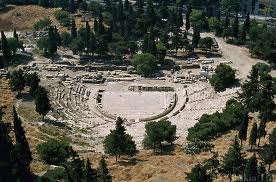 Where was the orchestra in the 5th century Greek theatre?