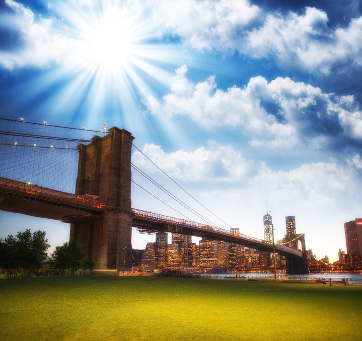 The Brooklyn Bridge as seen from Brooklyn Bridge Park, New York