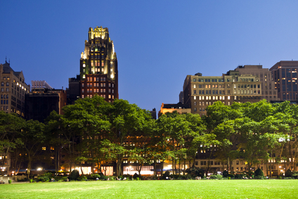 Bryant Park in New York at night